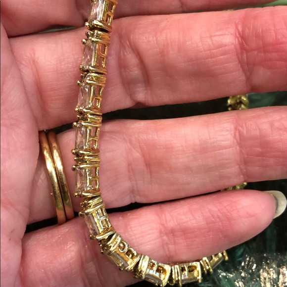 Gold Color over Sterling Tennis Style Bracelet - Picture 3 of 17